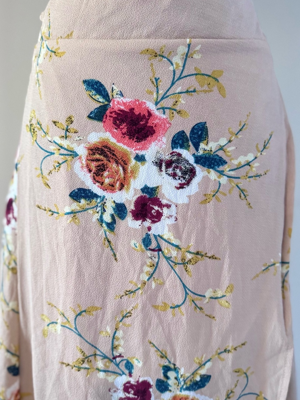 Floral Wrap Maxi Skirt - Cream Pink - Picture 4 of 7